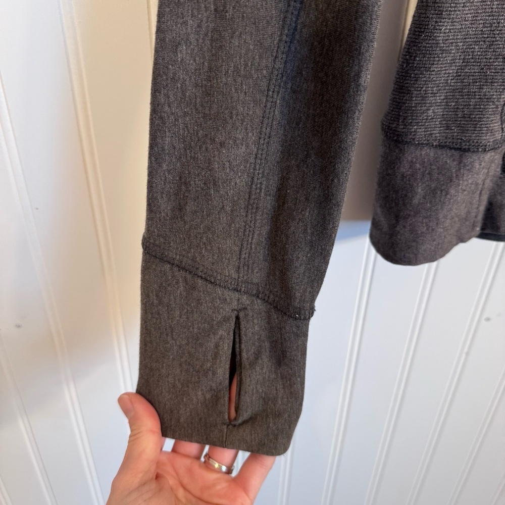 Athleta Full Zip Charcoal Gray Athletic Hoodie Thumb Hole Women’s Size Small - Picture 6 of 14